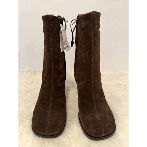 ZARA Women Split Suede Block Heeled Ankle Boots Brown US 7.5 EUR 38 1107/410 - Picture 6 of 15